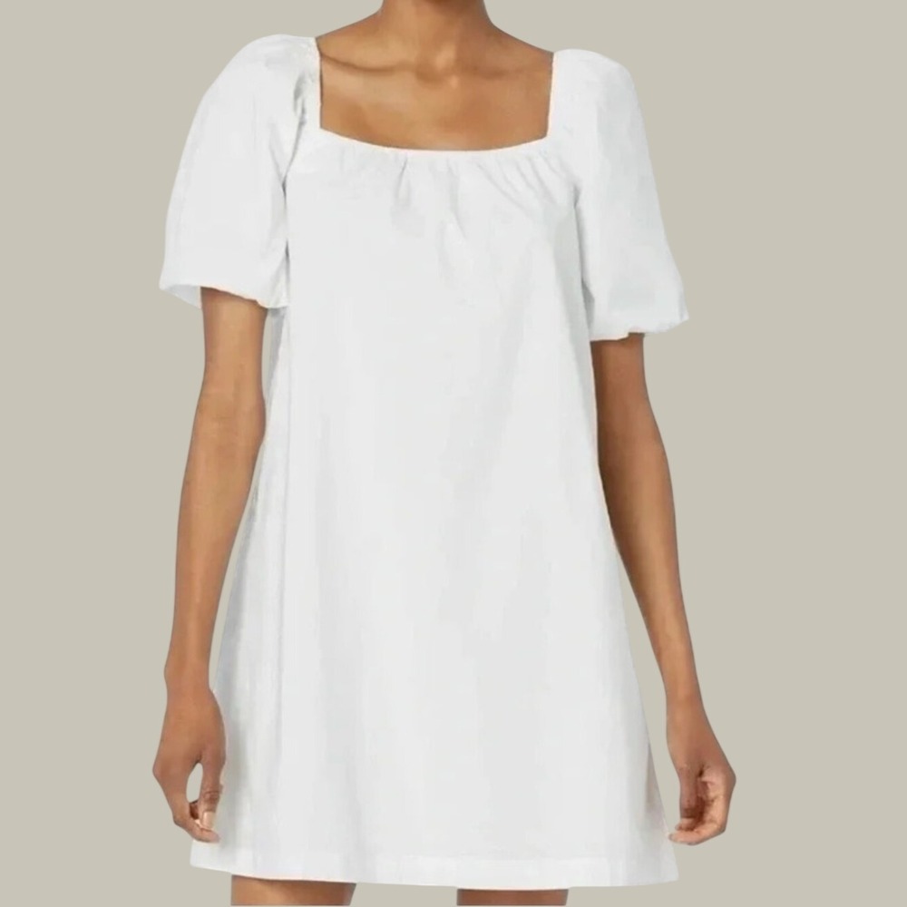 Sanctuary Babydoll Dress White Puff Sleeves Square Neck A Line Mini Small NWT - Picture 2 of 11